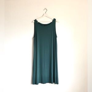 Eileen Fisher Teal Green Sleeveless Tank Shift Dress Size XL Comfy Casual Lounge